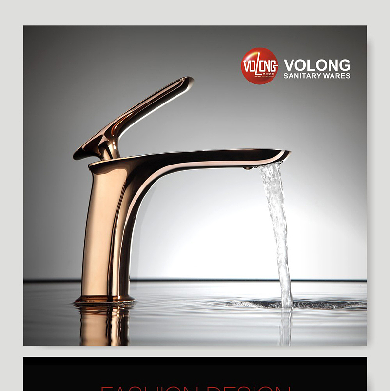 Faucet, sanitary ware, streamline, champagne gold，