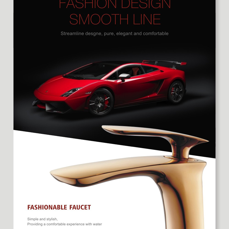 Faucet, sanitary ware, streamline, champagne gold，