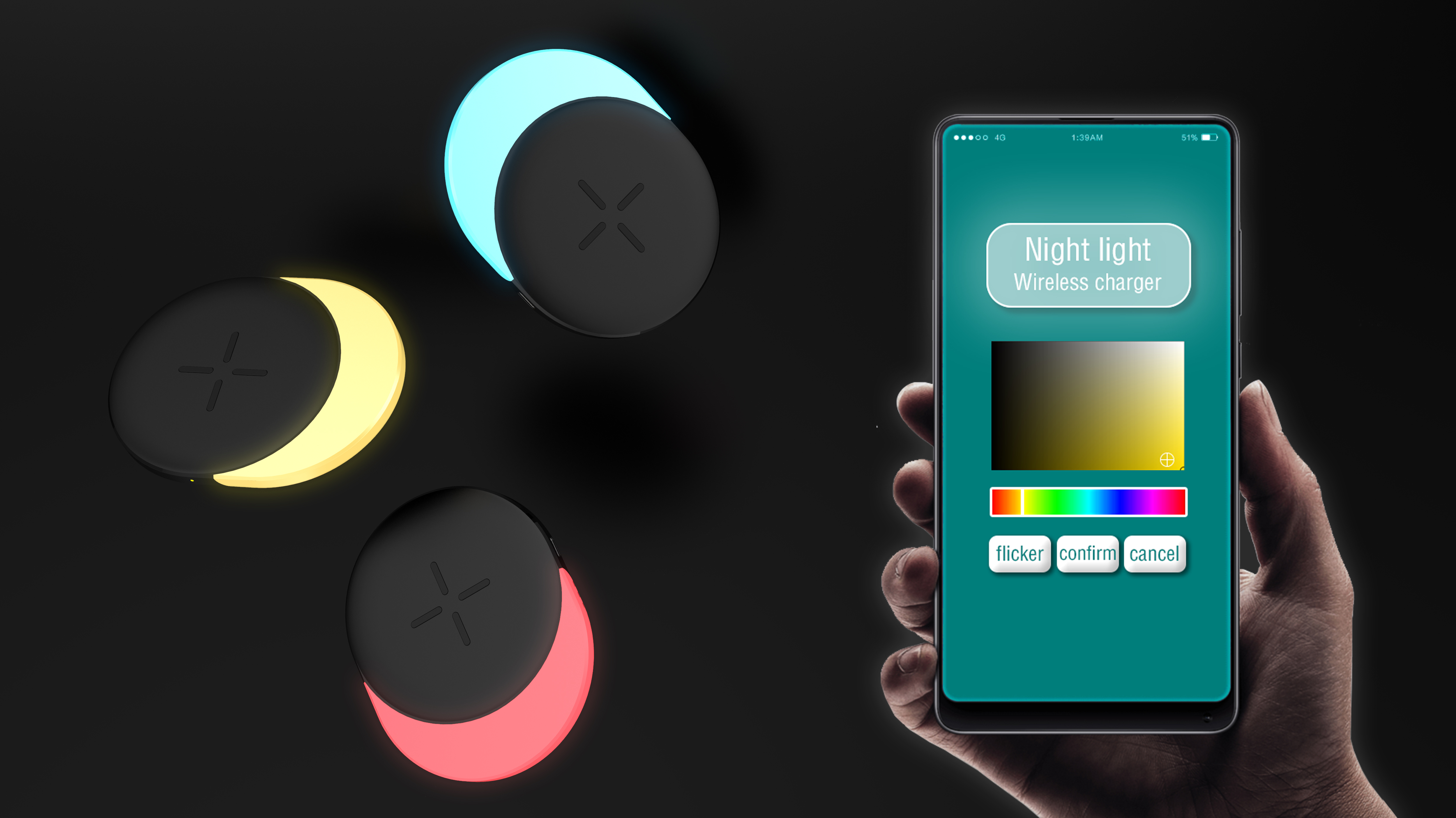 Night light，Wireless charging，crescent moon，electronic product，Digital 3C，