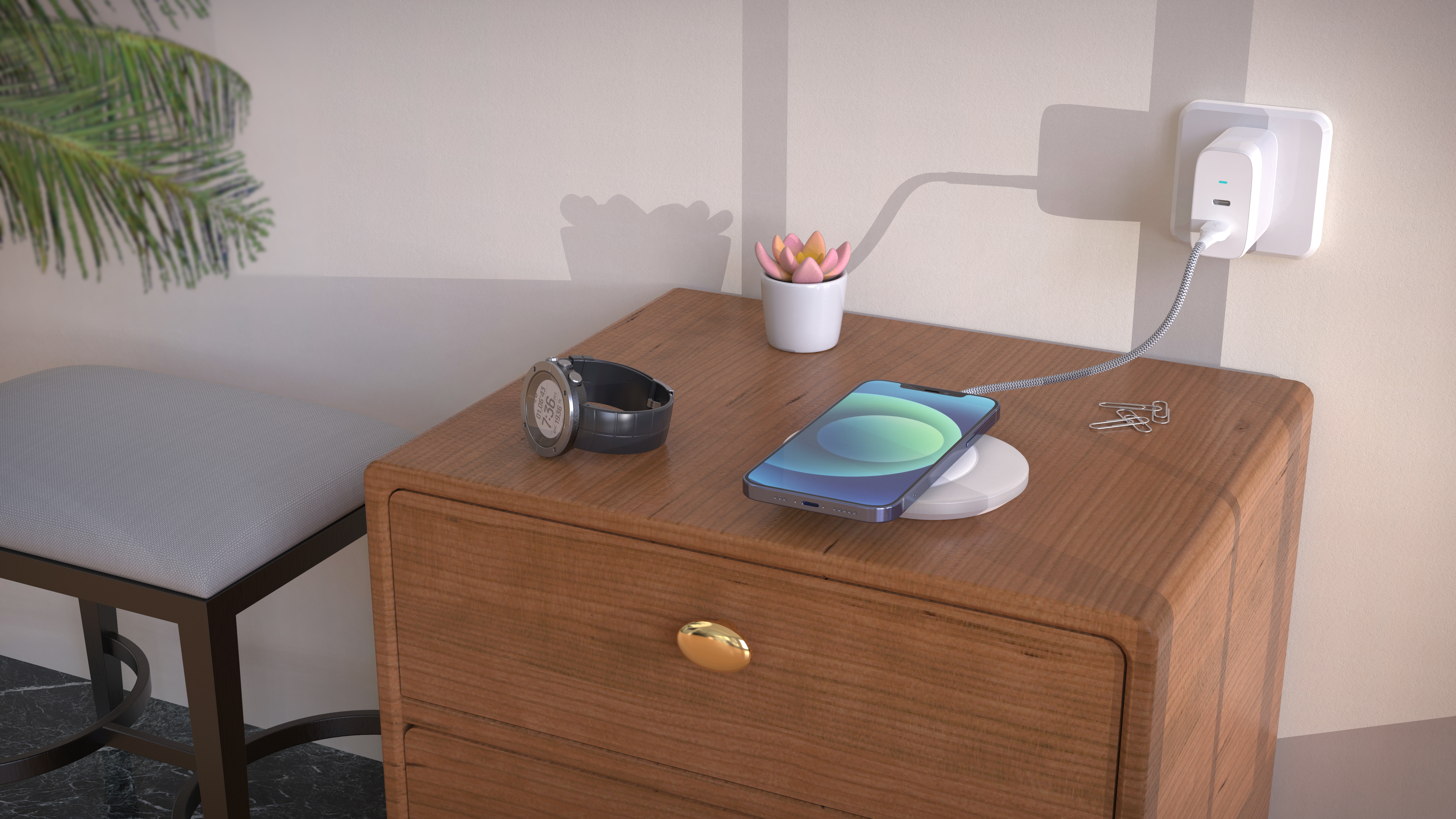 Night light，Wireless charging，crescent moon，electronic product，Digital 3C，