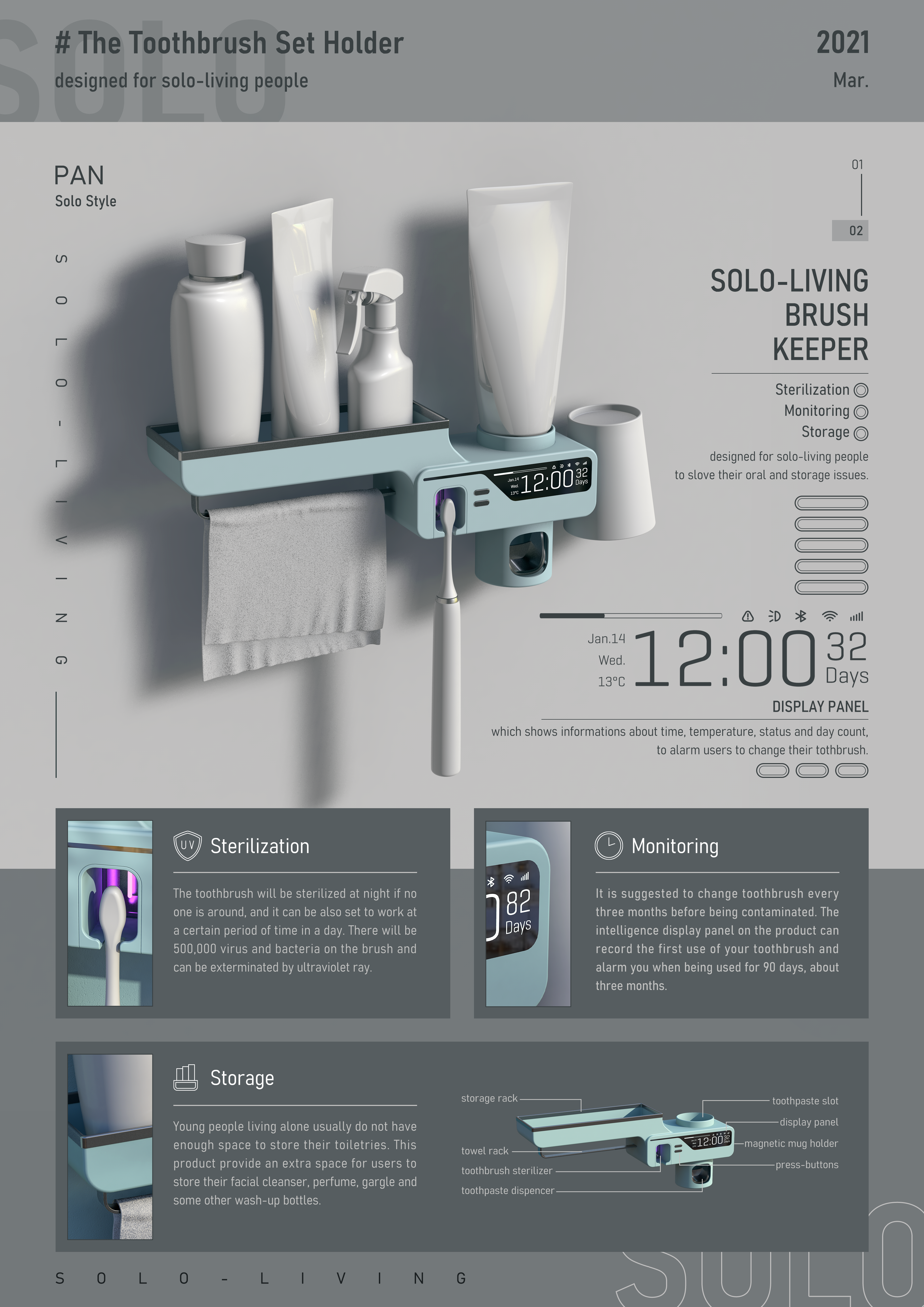 Washstand，industrial design，product design，Smart home，Intelligent electrical，Toothbrush holder，Toothbrush disinfection，