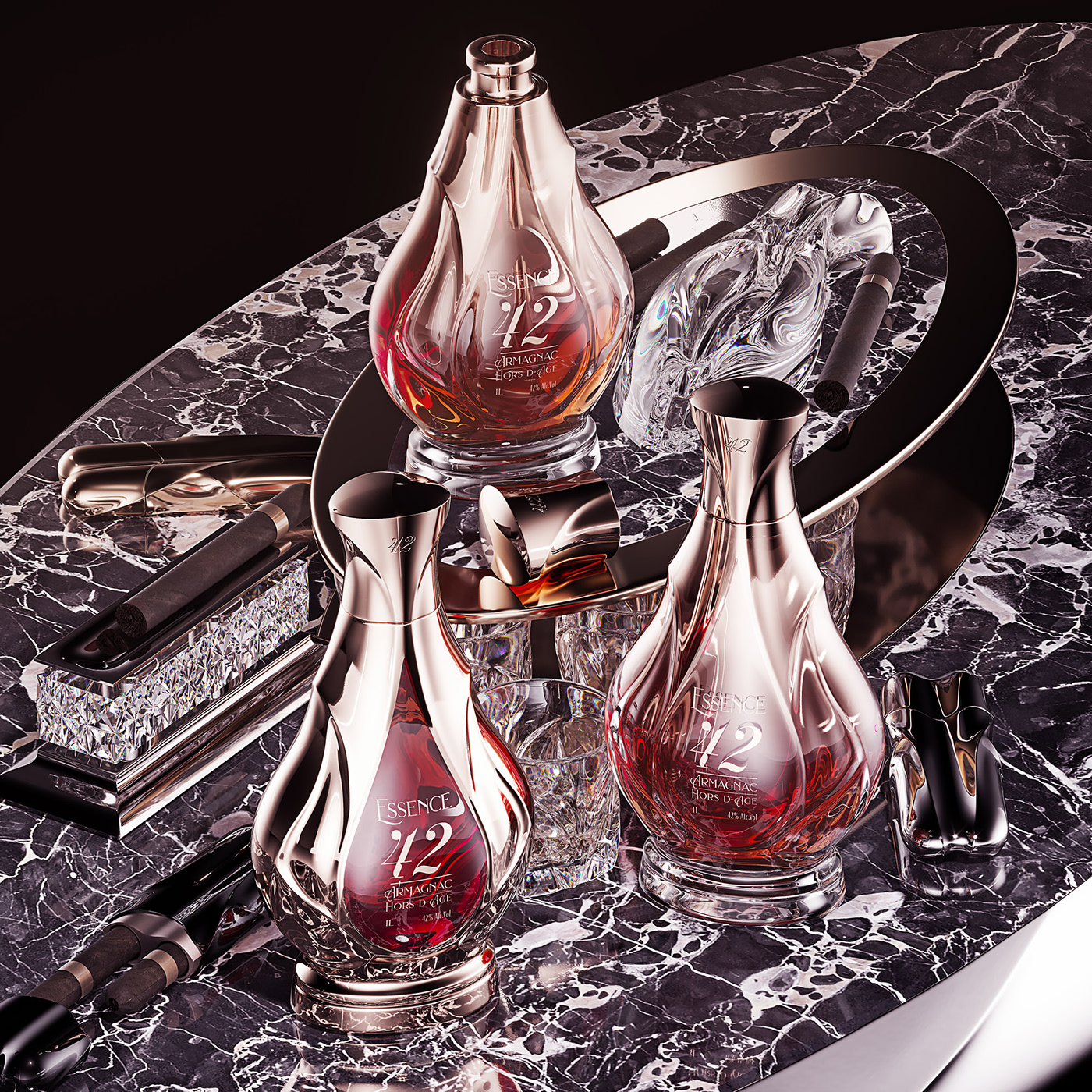 Essence 42，The wine bottle，Glass，