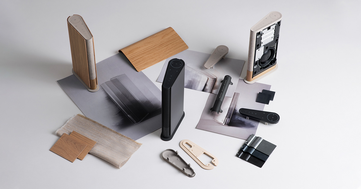 Beosound Emerge，speaker，book，knitting，aluminium，