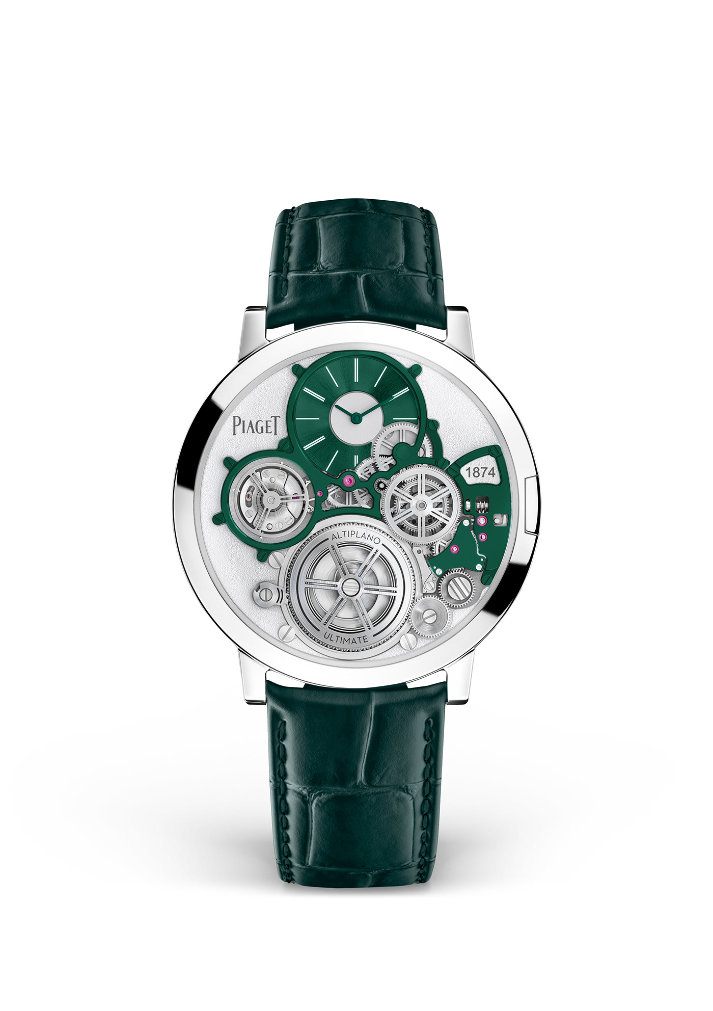Wristwatch，green，crocodile skin，