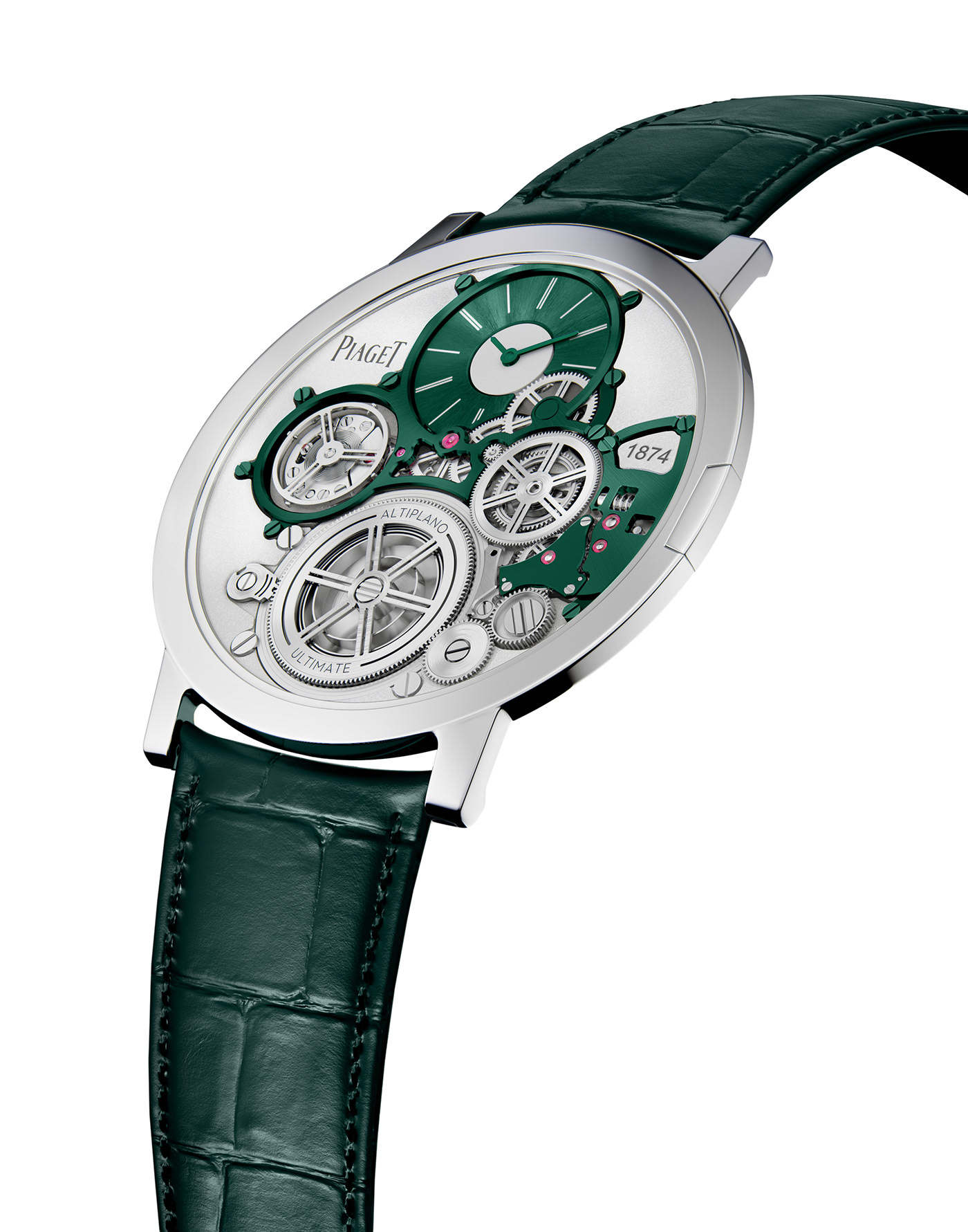 Wristwatch，green，crocodile skin，