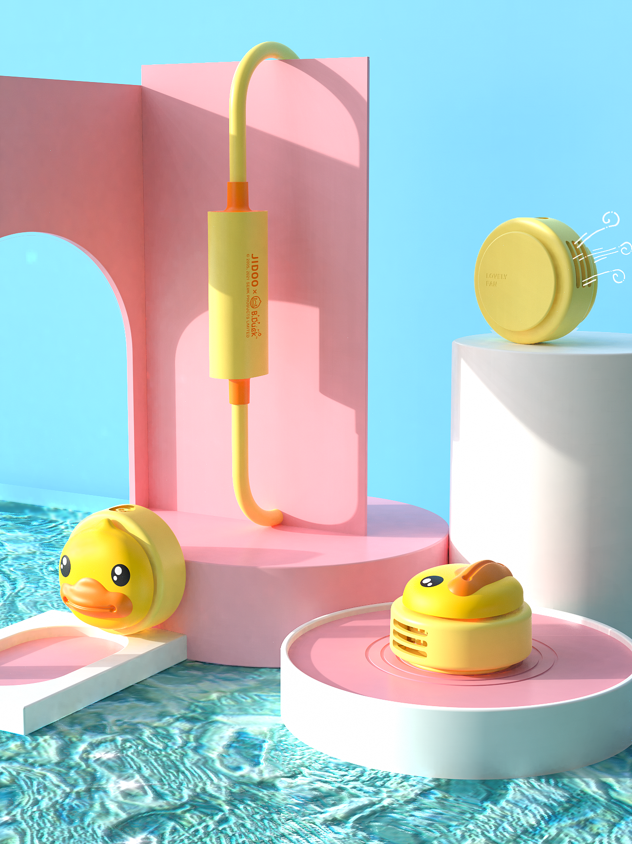 B.DUCK，Yellow duck，Portable，lovely，Fan，Tide play，