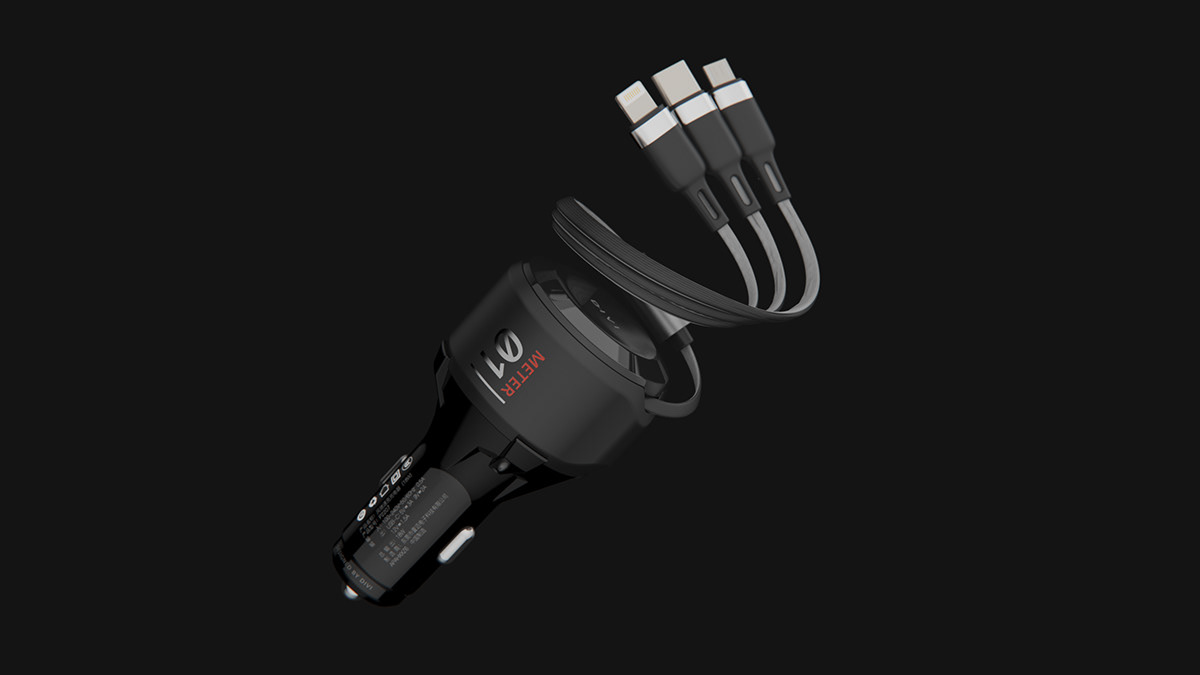 data line，vehicle，Stretch，Charger，product design，industrial design，texture，Render，