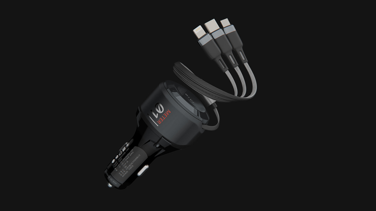 data line，vehicle，Stretch，Charger，product design，industrial design，texture，Render，