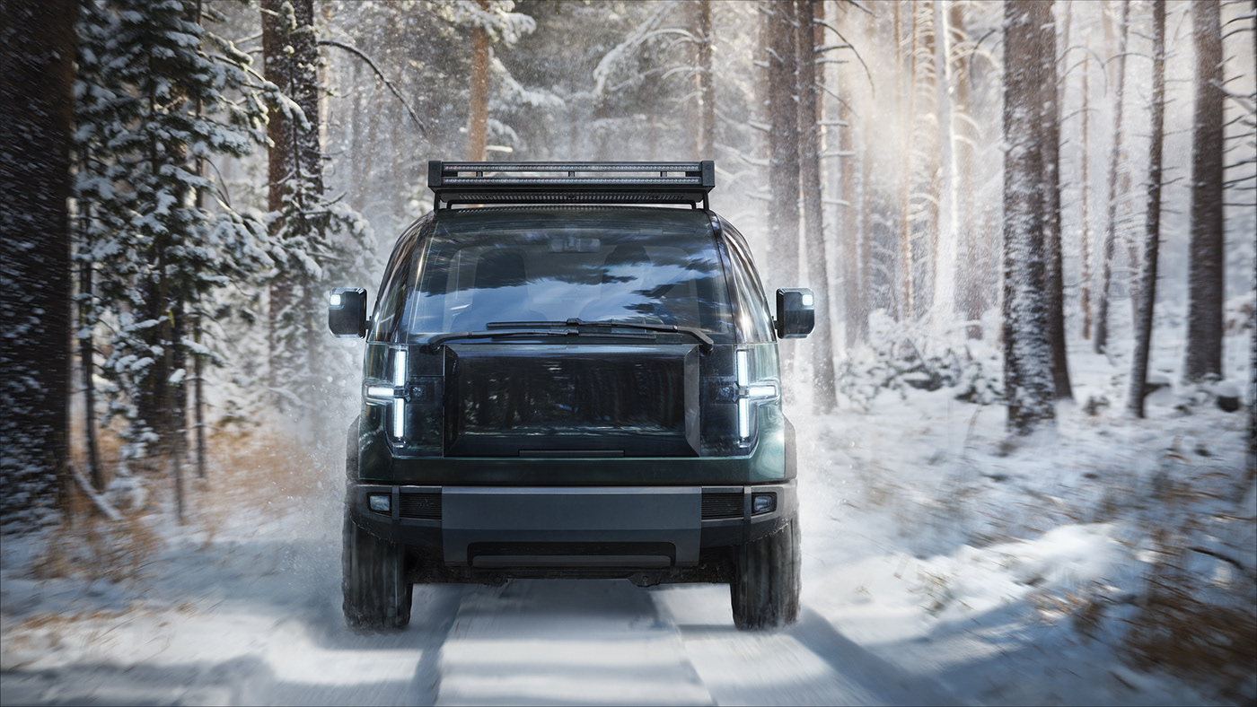 Pickup truck，Electric，Futurist，field，