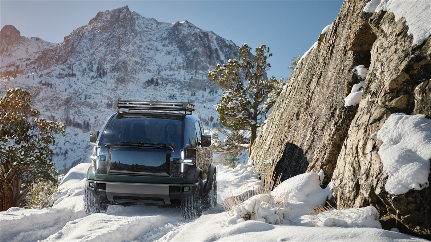 Pickup truck，Electric，Futurist，field，