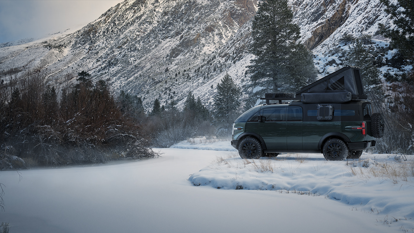 Pickup truck，Electric，Futurist，field，