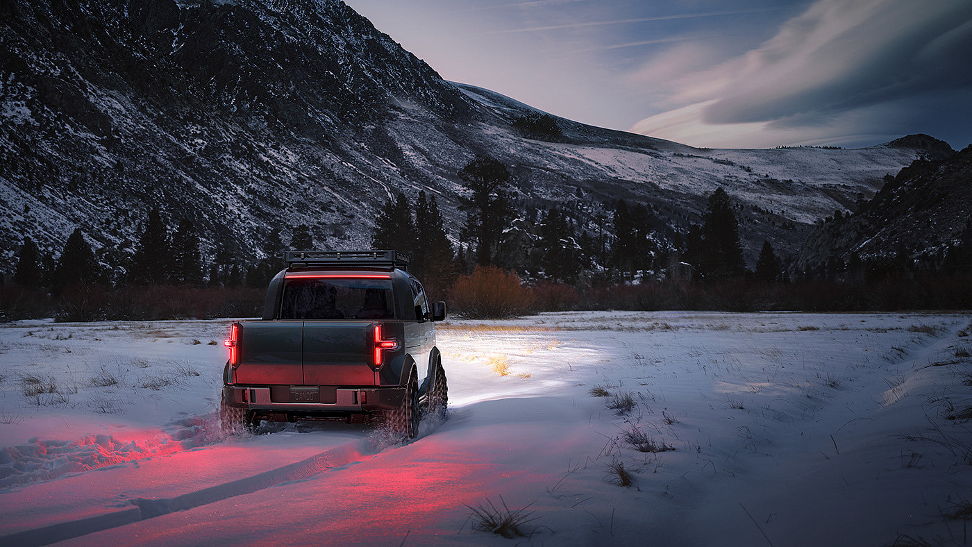 Pickup truck，Electric，Futurist，field，