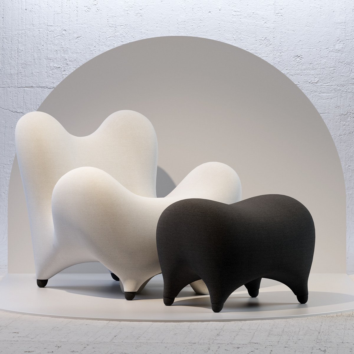 chair，Footstool，wooden ，Textile，