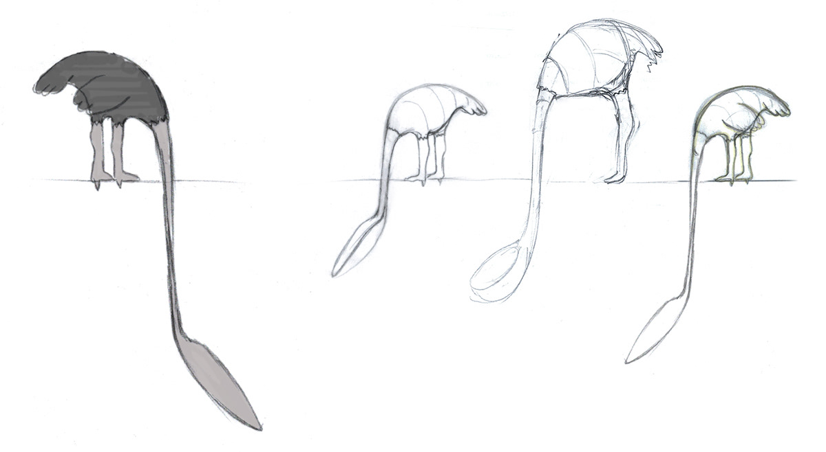 Spoon，sugar，ostrich，