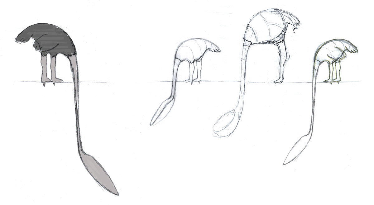 Spoon，sugar，ostrich，