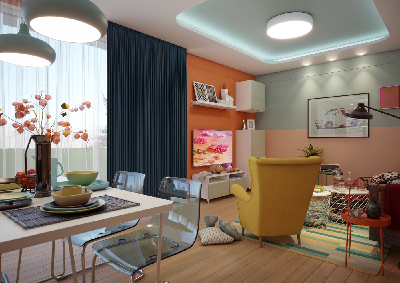 Retro house interior design - 普象网