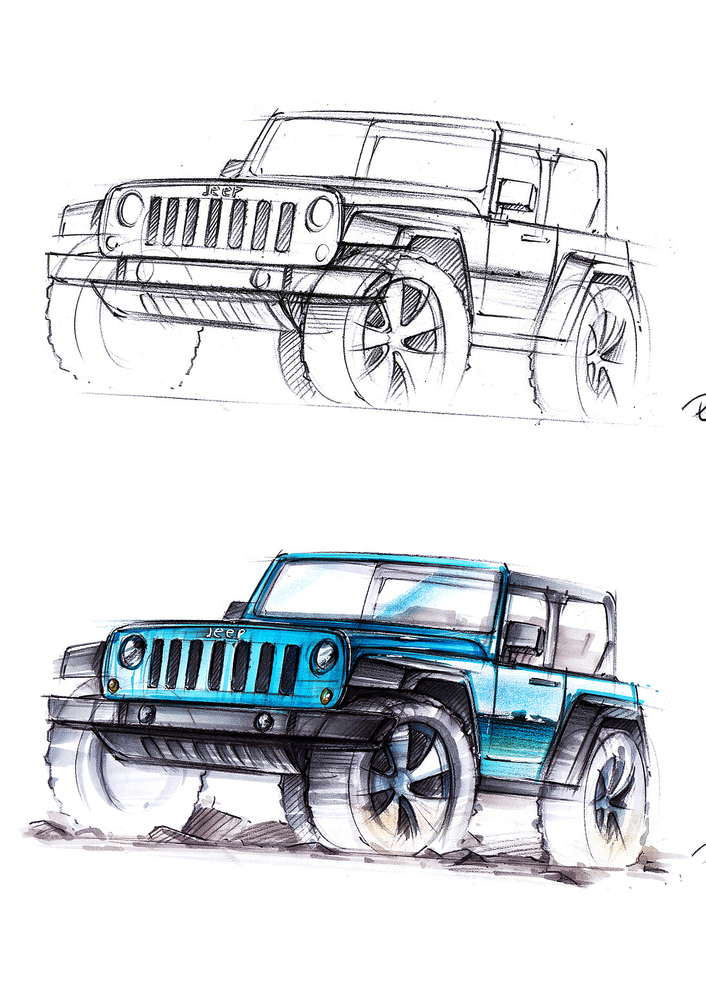 Automobile creative hand drawing，Hand drawn，originality，automobile，Design，industrial design，