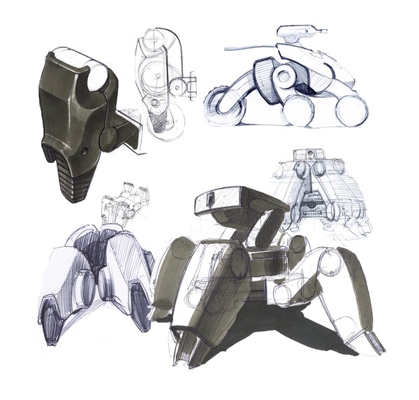 robot，crawl，Hand drawn，