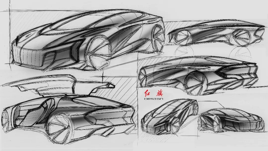 Red flag concept car，red flag，