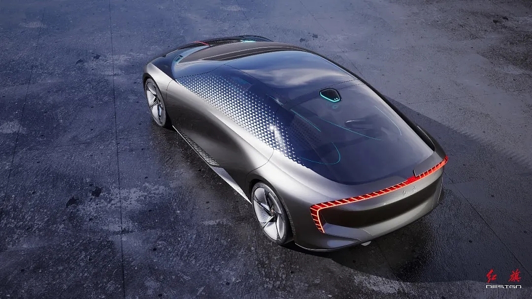 Red flag concept car，red flag，