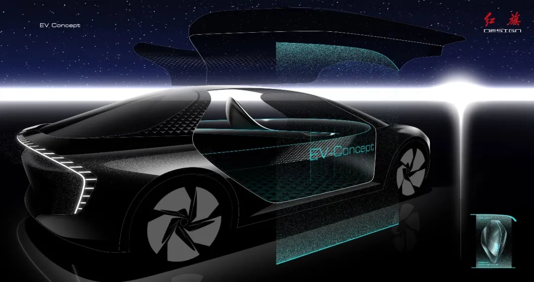 Red flag concept car，red flag，