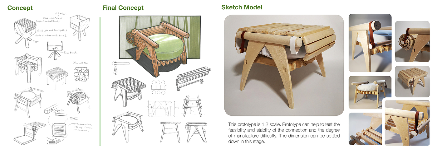 removable，chair，Foldable，environment protection，Prototype，Shelf，