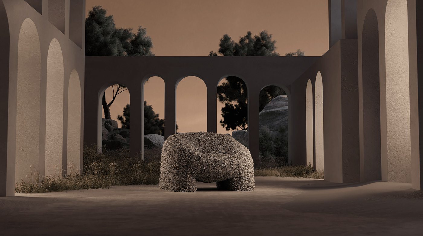 Hortensia，Armchair，3D rendering，chair，