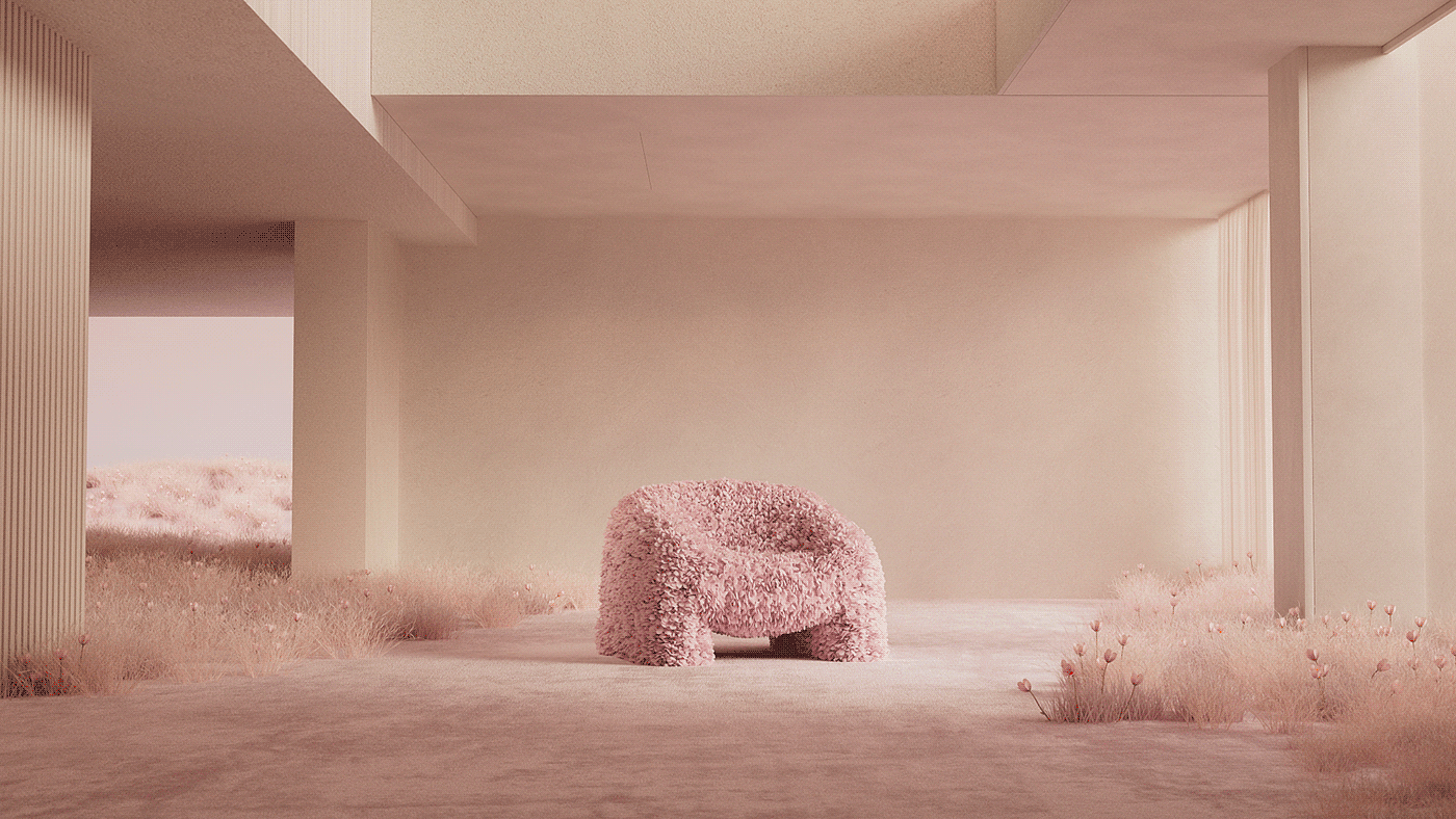 Hortensia，Armchair，3D rendering，chair，