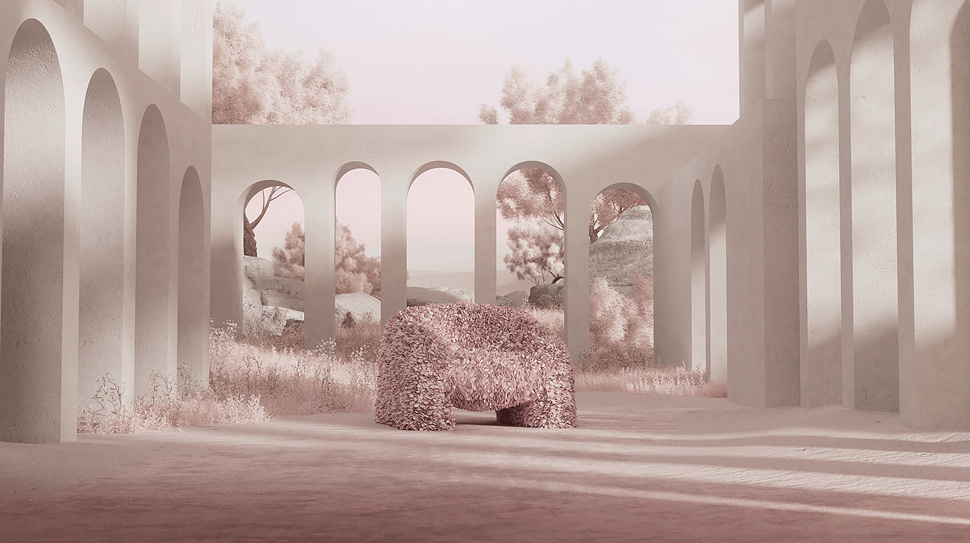 Hortensia，Armchair，3D rendering，chair，