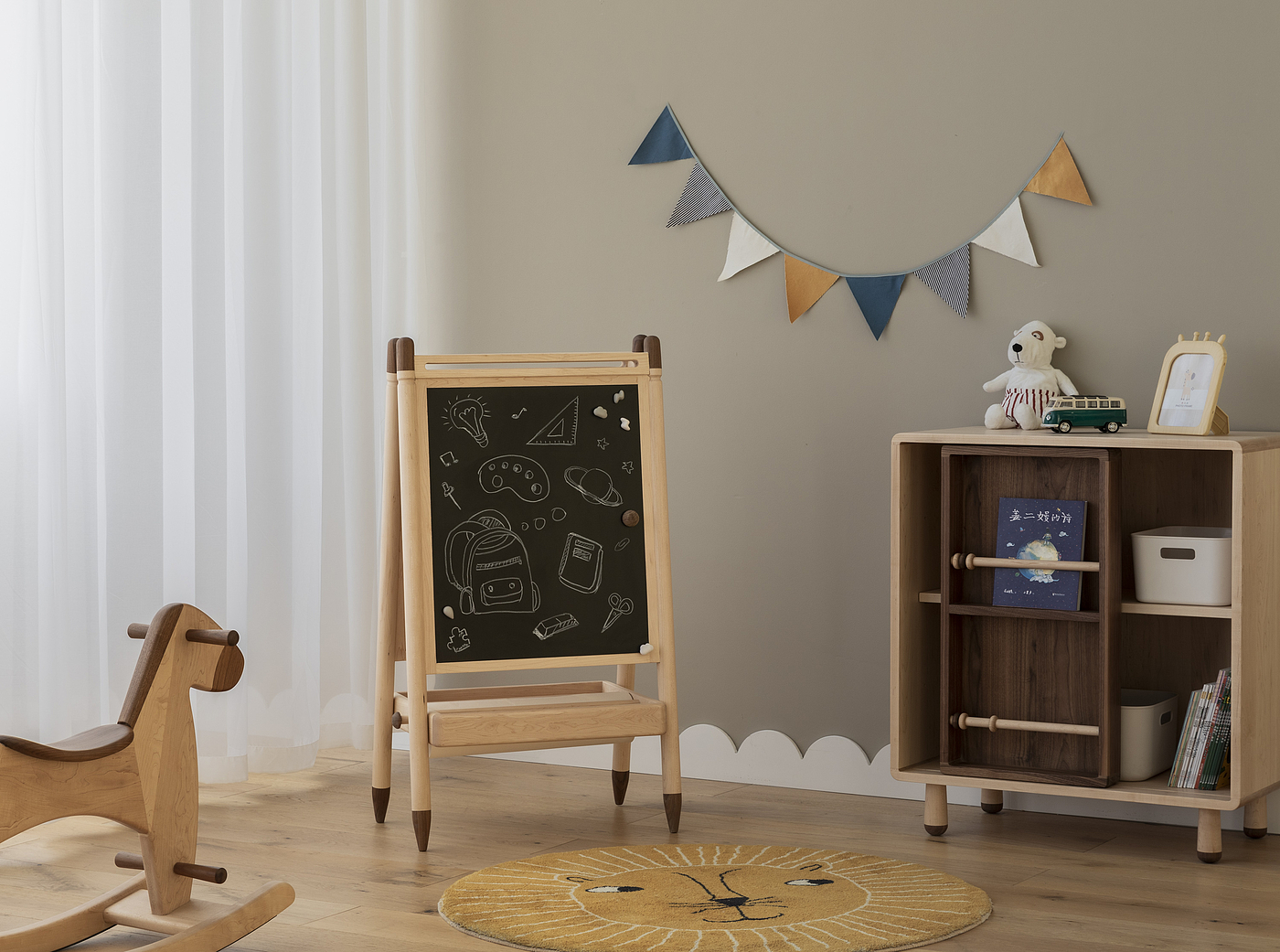 Children's furniture，Easel，Drawing board，Solid wood furniture，painting，Graffiti board，