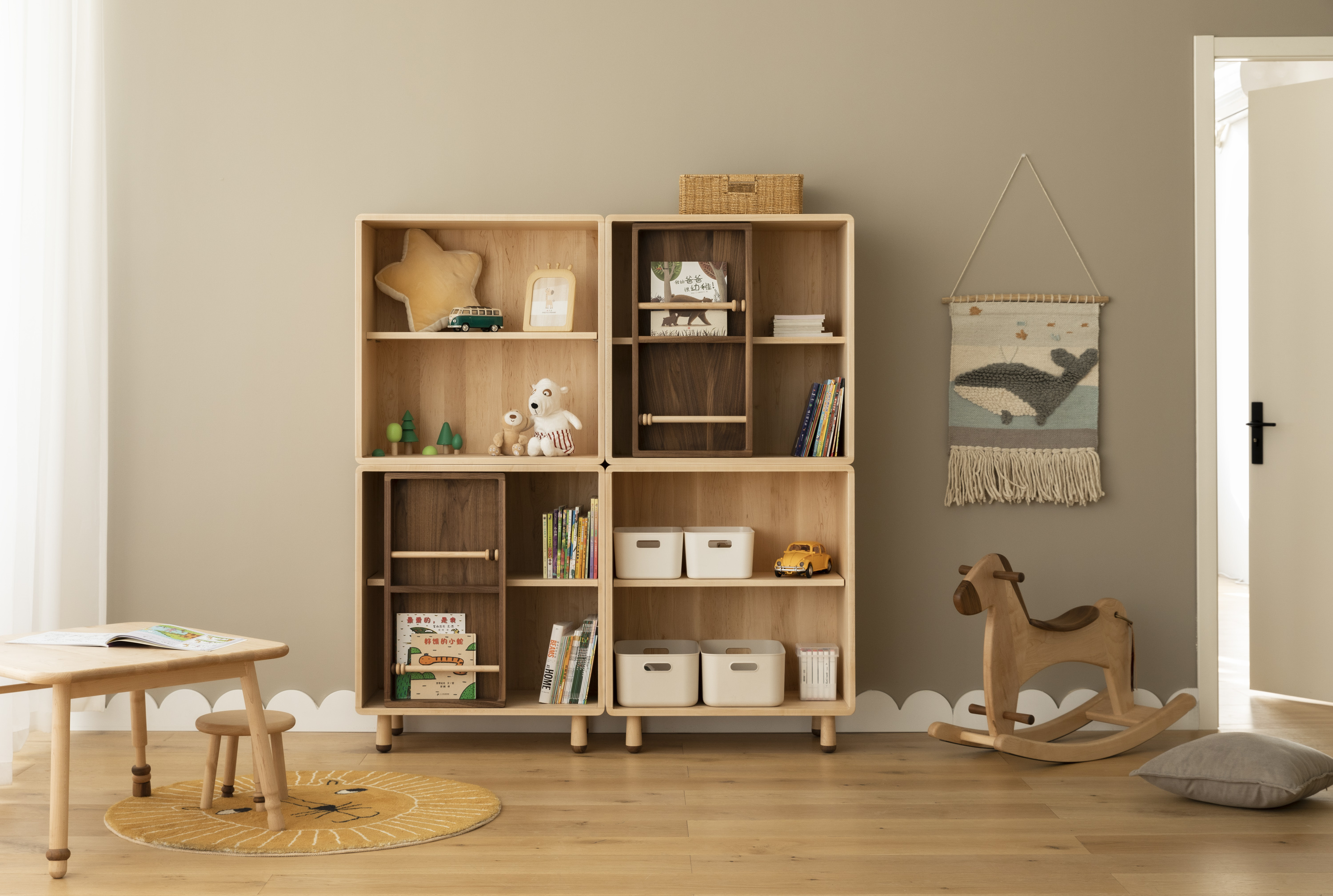 Bookcase，Toy cabinet，Children's bookcase，Lockers，Children's furniture，Solid wood furniture，