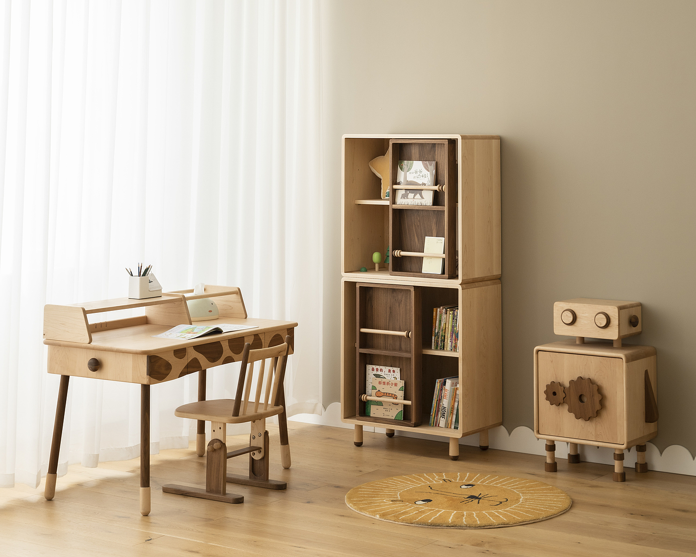 Bookcase，Toy cabinet，Children's bookcase，Lockers，Children's furniture，Solid wood furniture，