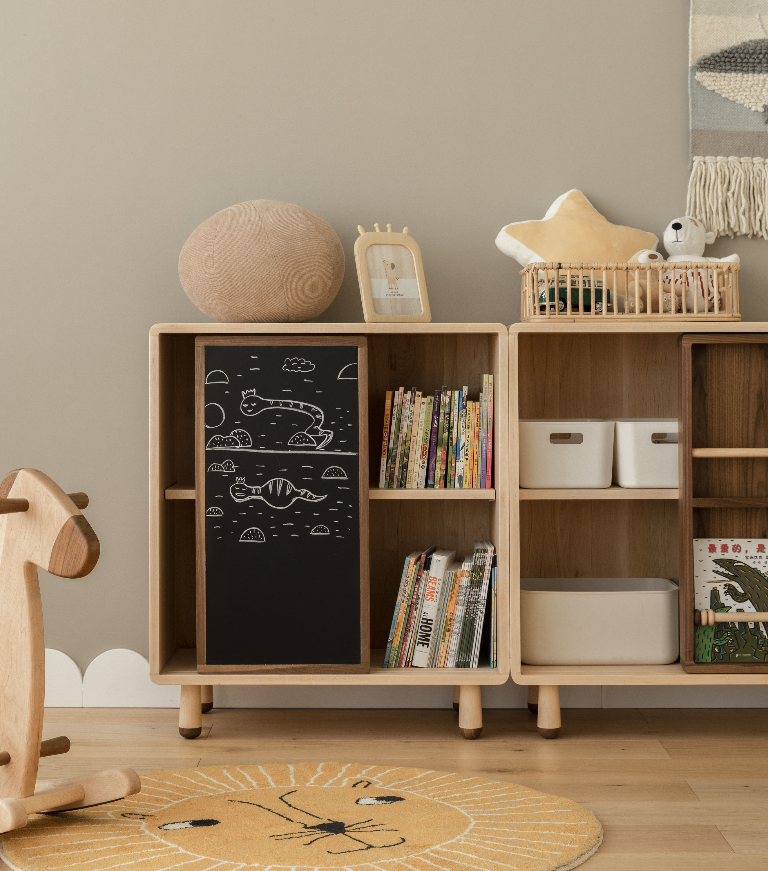 Bookcase，Toy cabinet，Children's bookcase，Lockers，Children's furniture，Solid wood furniture，