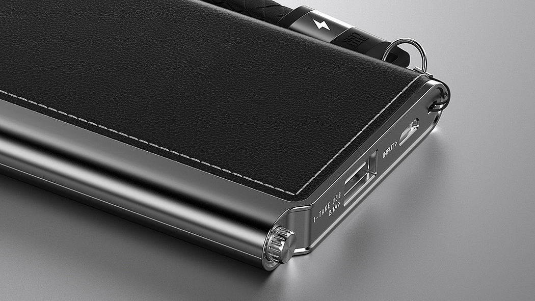 portable battery，Leatherwear，black，USB line，