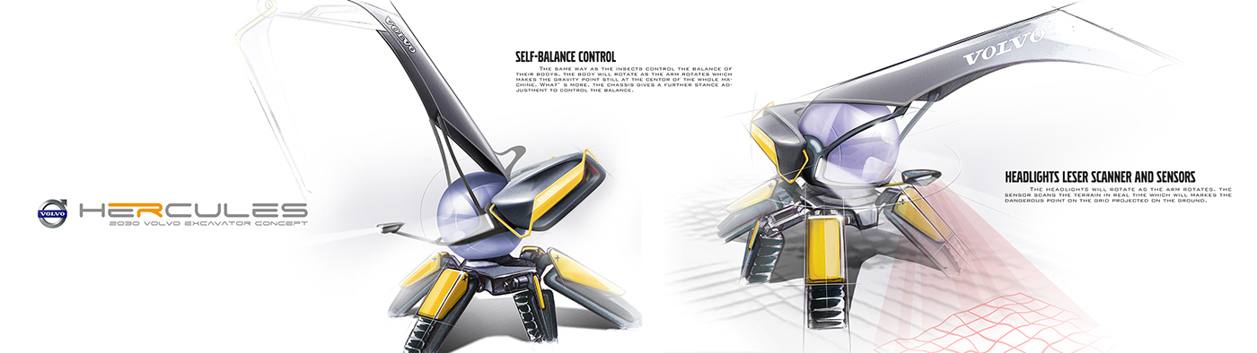 Volvo，bionics，Concept excavator，Cool，