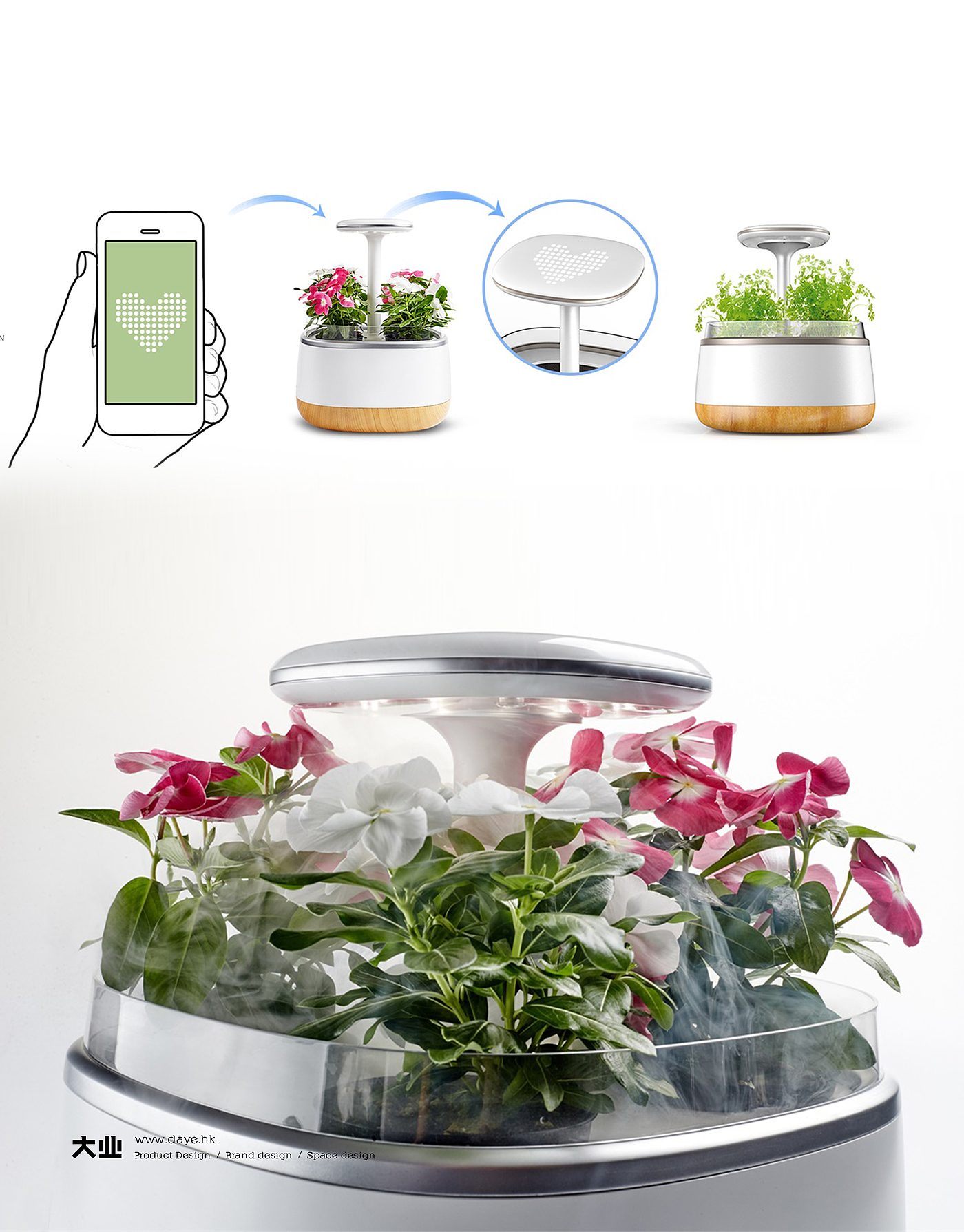 Daye design，industrial design，product design，Intelligent flower box，Cultivated plant，