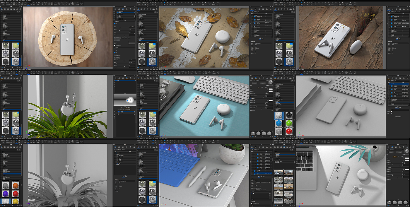渲染，场景设计，keyshot，电子产品，手机，蓝牙耳机，