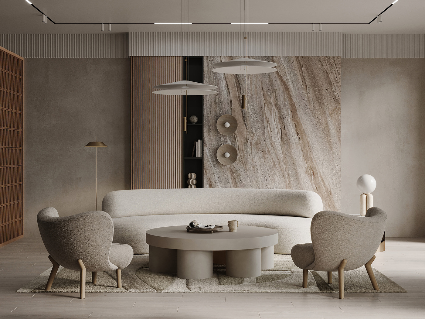 Sver Studio，a living room，monochrome，Soft feeling，Comfort，