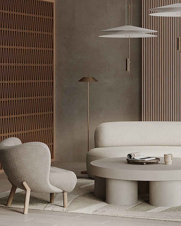 Sver Studio，a living room，monochrome，Soft feeling，Comfort，