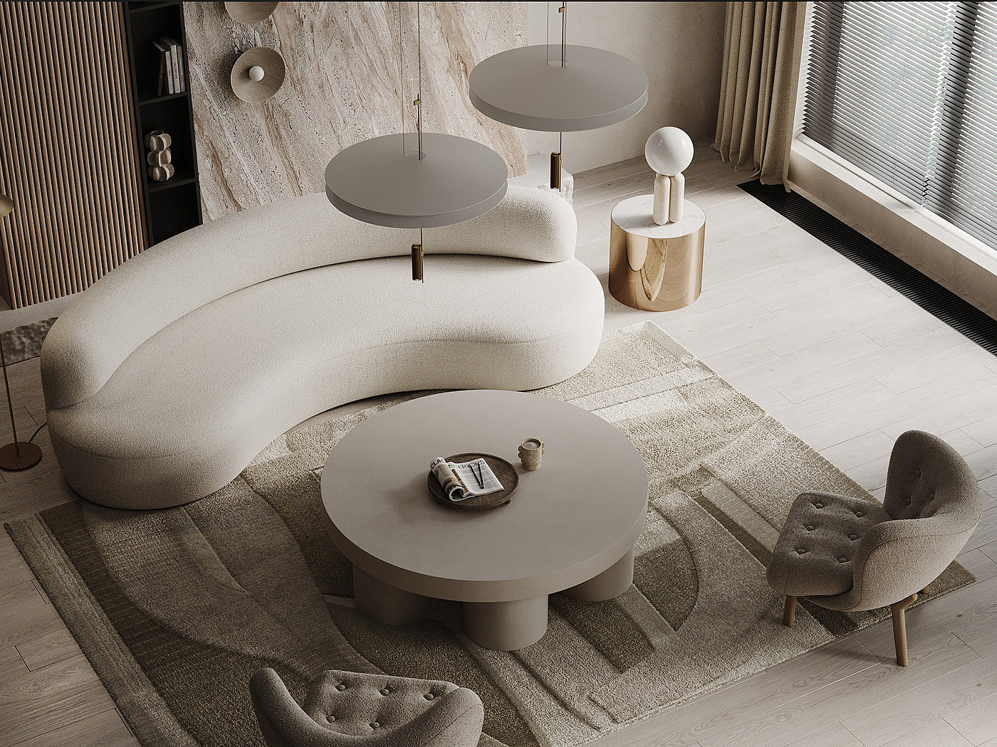 Sver Studio，a living room，monochrome，Soft feeling，Comfort，