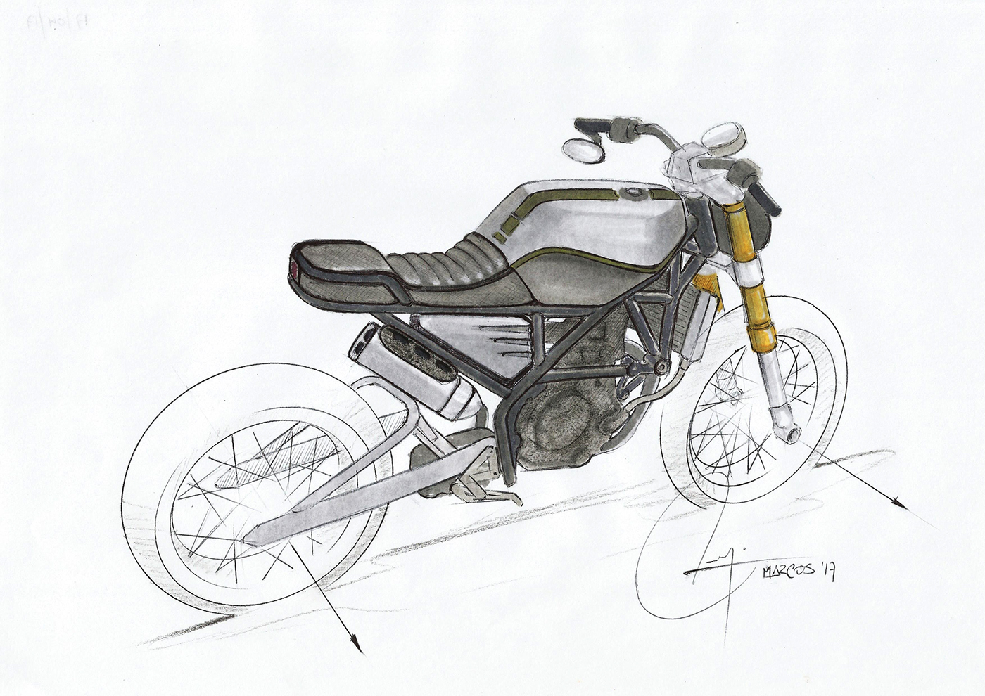 Hand drawn，motorcycle，