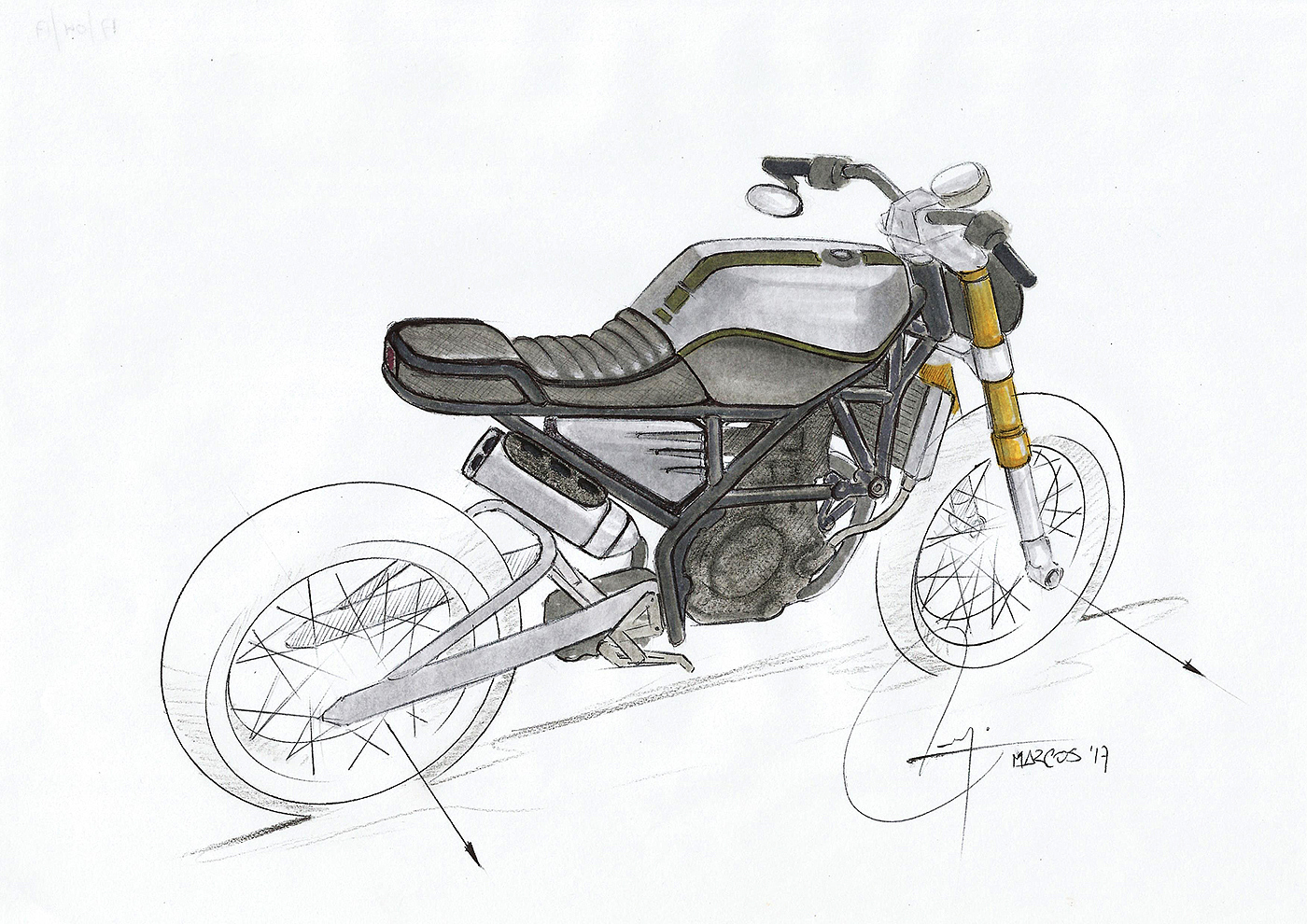 Hand drawn，motorcycle，