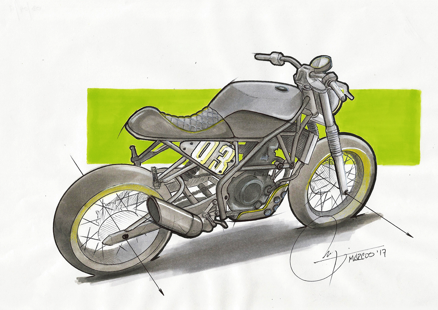 Hand drawn，motorcycle，