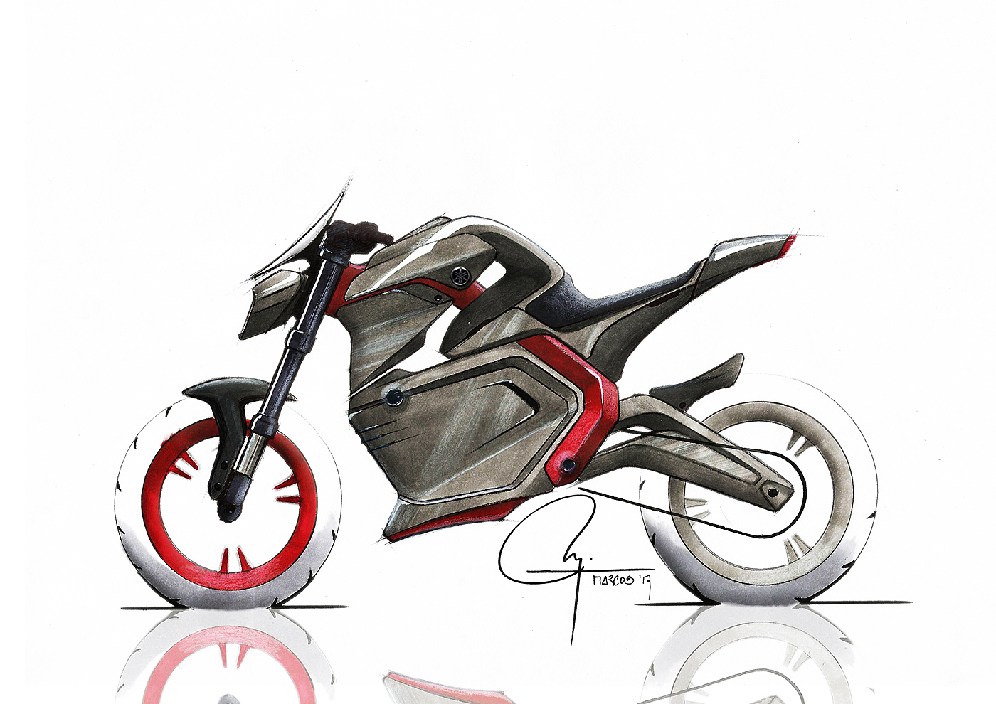 Hand drawn，motorcycle，