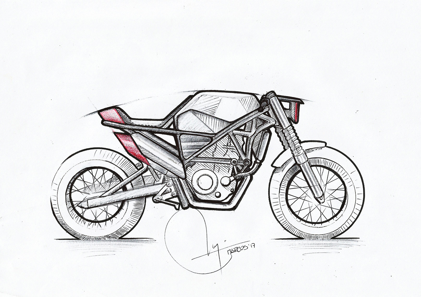 Hand drawn，motorcycle，