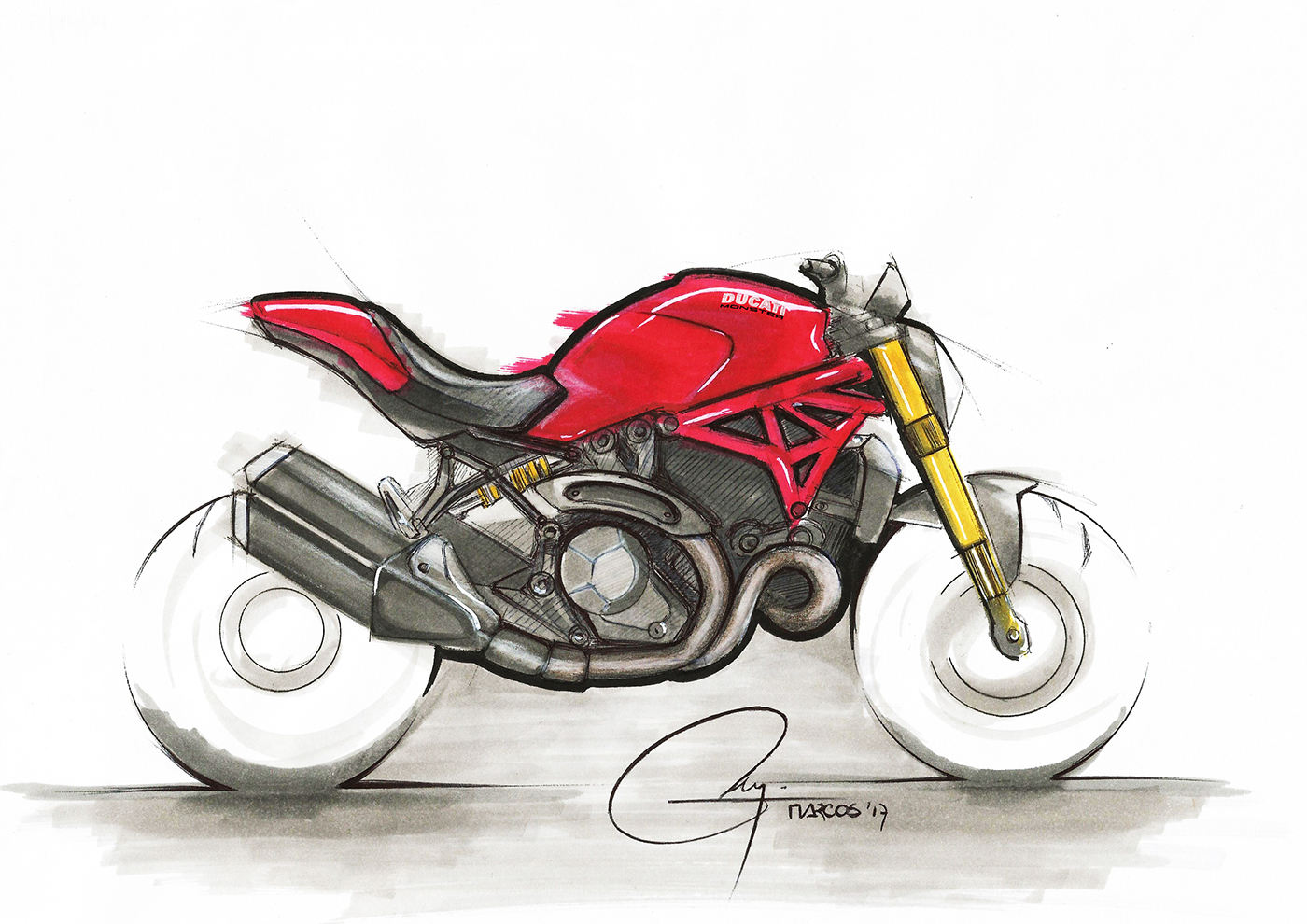 Hand drawn，motorcycle，