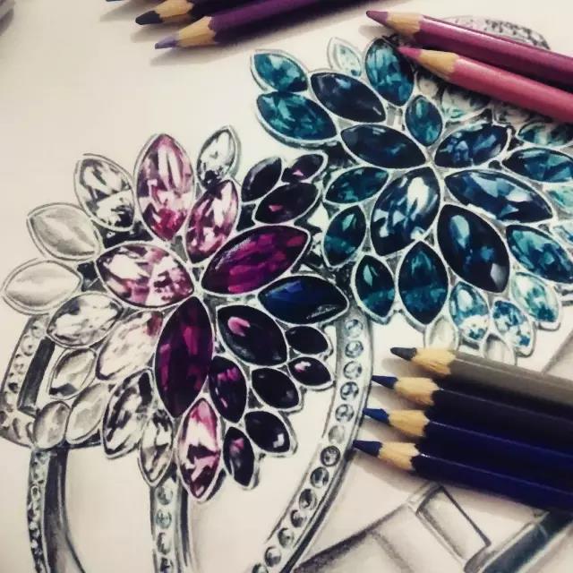 Hand drawn，jewelry，Ring，Diamonds，