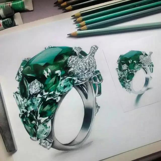 Hand drawn，jewelry，Ring，Diamonds，