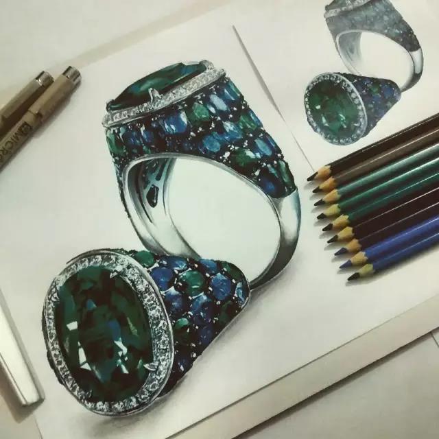 Hand drawn，jewelry，Ring，Diamonds，
