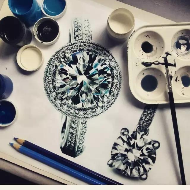 Hand drawn，jewelry，Ring，Diamonds，